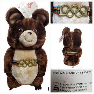 1980 Moscow Olympic Bear Misha with Original Tags Stuffed Brown Collectible 13"